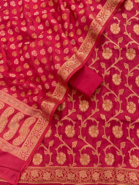 Banarasi chanderi cotton Alfi suits... uploaded by Banarasi_Fabric_Art on 11/22/2021