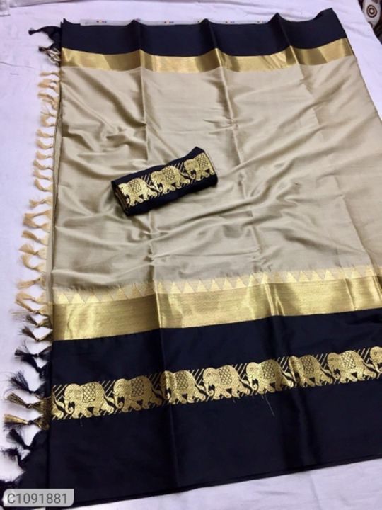 *Catalog Name:* Unique Cotton Silk Solid With Elephant Design Jacquard Border Sarees

*Details:*
Des uploaded by business on 11/22/2021