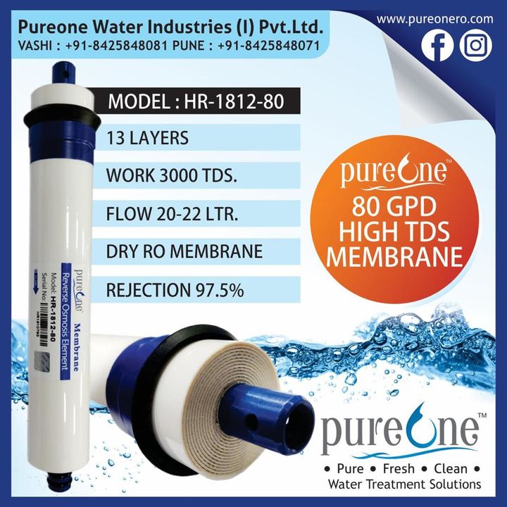 RO Membrane 80 GPD uploaded by Pureone water industries India Pvt  on 11/23/2021