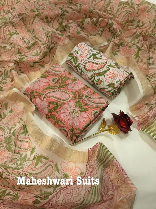 Maheshwari silk suite uploaded by Gokul handicraft Jaipur on 11/23/2021