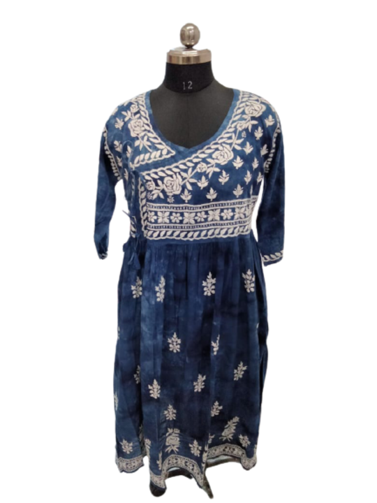 Denim angarkha gown uploaded by Lucknowi chikan kurti on 11/23/2021