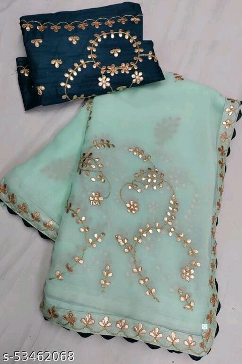 Chinnon fabric gotapatti Saree  uploaded by business on 11/25/2021