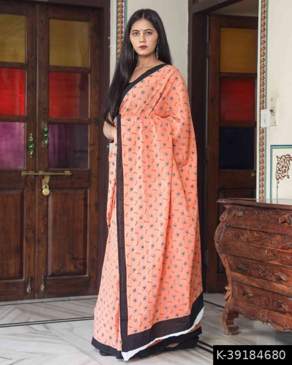 Women's printed cotton mulmul  fabric saree with blouse peice  uploaded by Clothes, jewellery and accessories on 11/25/2021