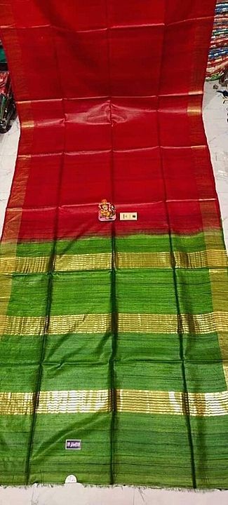 Ghicha tussar with jari border pure silks saree uploaded by Maha laxmi silk emporium  on 9/22/2020