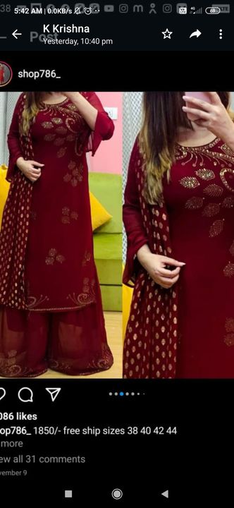 Post image I want 1 Pieces of Mujhe ye kurta set lena he.
Chat with me only if you offer COD.
Below is the sample image of what I want.