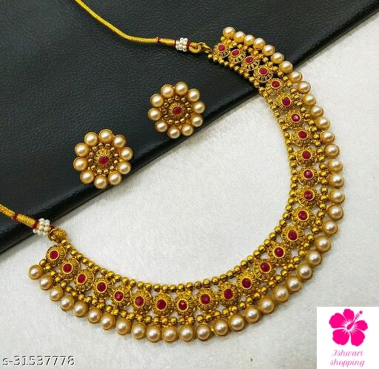 Post image Catalog Name:*Feminine Beautiful Jewellery Sets*Base Metal: CopperPlating: Gold PlatedStone Type: Artificial Stones &amp; Beads,PearlsSizing: AdjustableType: Necklace and EarringsMultipack: 1Easy Returns Available In Case Of Any Issue*Proof of Safe Delivery! Click to know on Safety Standards of Delivery Partners- https://ltl.sh/y_nZrAV3