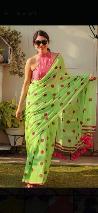 Hand print ball saree
cotton khadi
With  bp uploaded by business on 11/26/2021