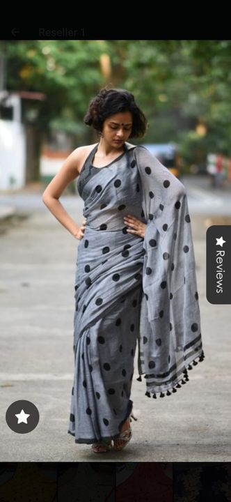Hand print ball saree cotton khadi With  bp uploaded by SHRUTI CREATIONS on 11/26/2021