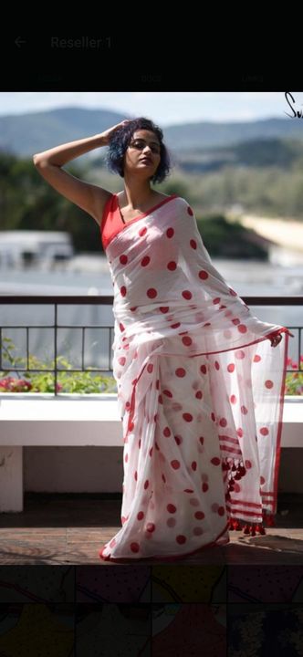 Hand print ball saree cotton khadi With  bp uploaded by business on 11/26/2021