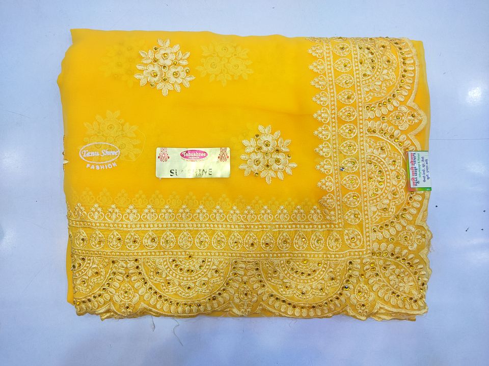 Beautiful embroidery work sarees uploaded by business on 11/26/2021