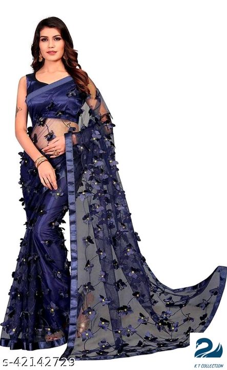 Net designer saree uploaded by K T COLLECTION on 11/26/2021