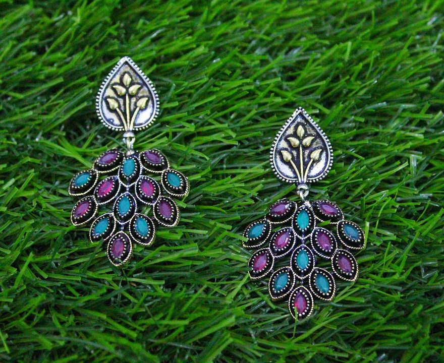 Eivri Designer Latest Leaf Earrings Oxidised  Multicolored Dangler For Women  & Girls uploaded by Eivri Jewellers on 11/26/2021