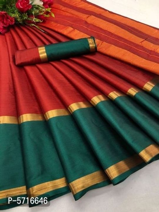Cotton silk sares with blouse material uploaded by business on 11/27/2021
