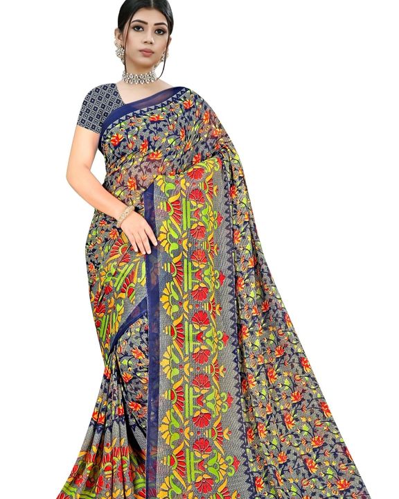 Georgette printed saree uploaded by Fashion saree on 11/28/2021