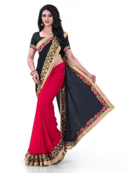 Fashion Embroidered Daily Wear Poly Georgette Saree uploaded by business on 11/28/2021