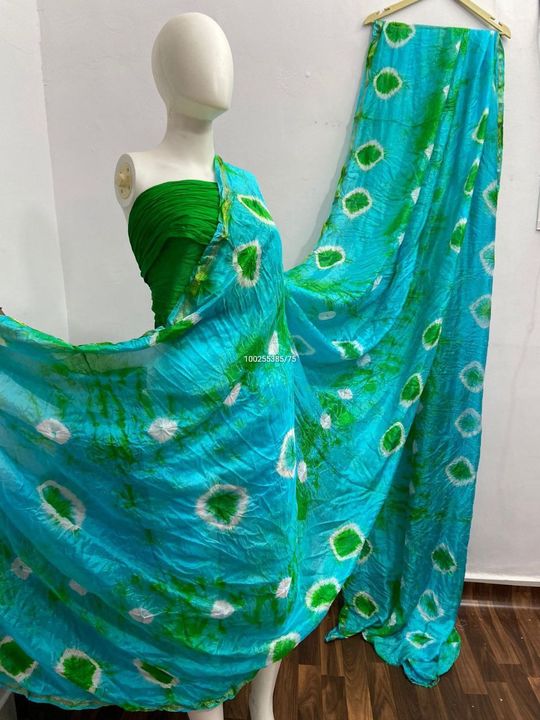 Post image Product Code: 100255385/75
Today's New Launching Jodhpuri Special Shibbori Bandhej Sarees 
Fabric: Best Tapeta Silk Fabric 
Work: Beautiful Handmade Shibbori Bandhej and Zari Piping Border All Over Saree 
Blouse: With Blouse 
Fabric Care: 1st Dry-wash after you can do Hand-wash Regularly 
Length: 6.30 Meter 
Due To Digital Photography / Mobile Resolution Colors May Vary Slightly. (10% - 15%)
Price: 525/-+Shipping Ready To Ship ✈️ Single, Set to Set, Bulk Purchase Available 🤝🏻 Book-Fast 🤝🏻