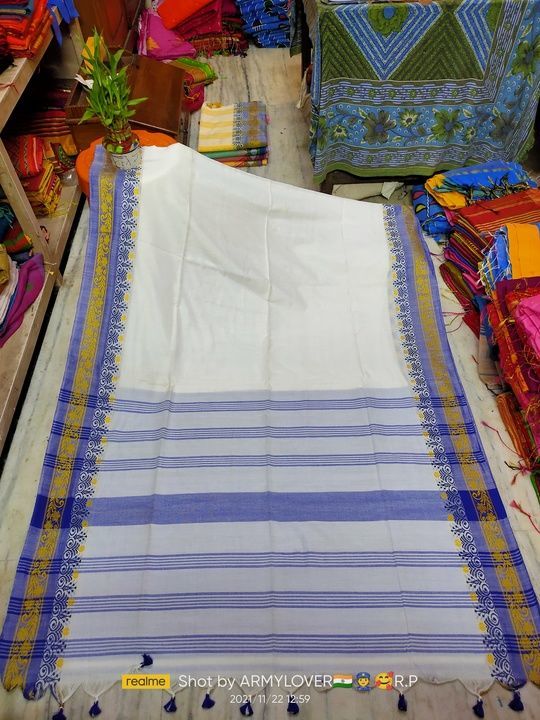 Cotton Khadi saree uploaded by DEV DEEP TEXTILES on 11/29/2021