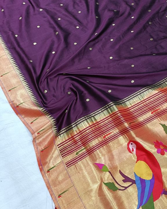Pure silk handloom muniya paithani saree heavy parrots pallu uploaded by business on 11/29/2021