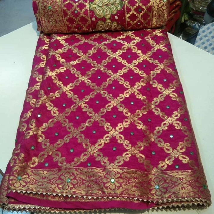 Post image Gatchola saree...With mirror and moti workPrice ...1400 free shipping..