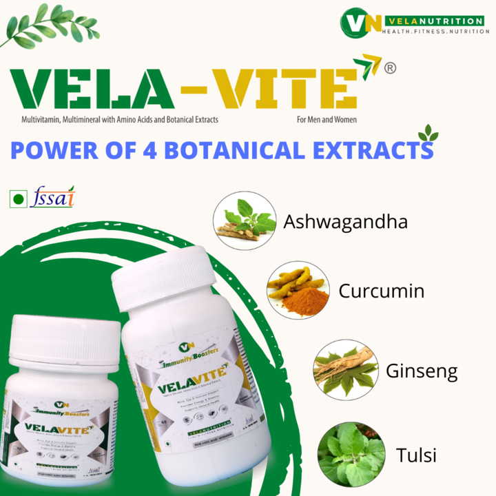Post image VELAVITE Multivitamin and Multimineral Tablets with the advantage of 4 Botanical Extracts which provides various benifits for a healthy mind and body.
#Ashwagandha#Ginseng #Curcumin #Tulsi
Contact for orders.