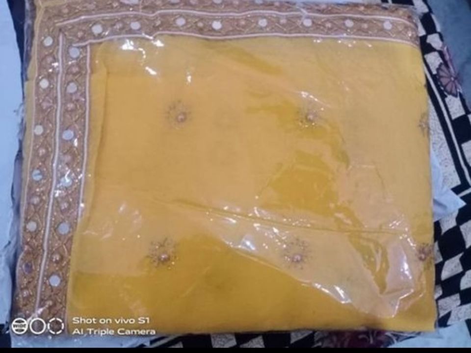 Chiffon yellow saree uploaded by business on 11/29/2021