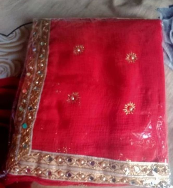 Chiffon red saree uploaded by business on 11/29/2021