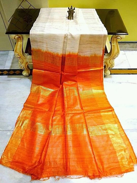 Ghichcha tussar with jaree border handloom silk saree uploaded by business on 9/23/2020