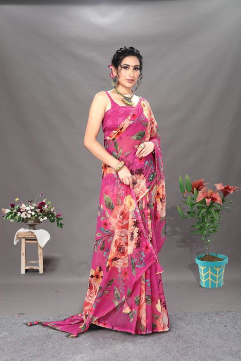 Georgette Fancy Saree uploaded by L & S GOODS CO on 11/30/2021