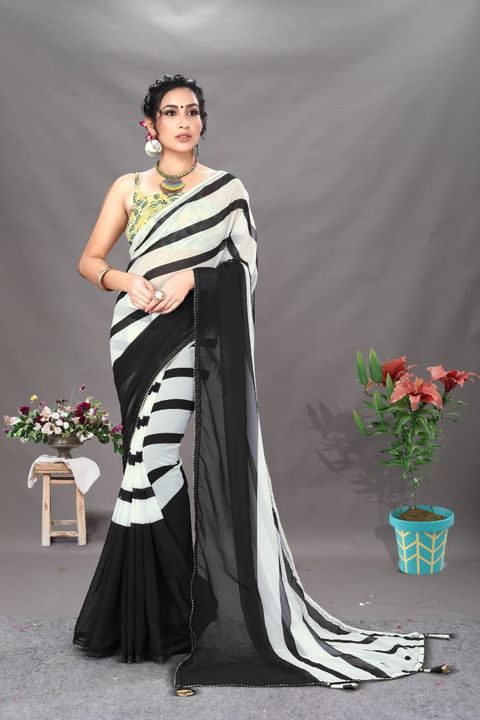 Georgette Fancy Saree  uploaded by L & S GOODS CO on 11/30/2021