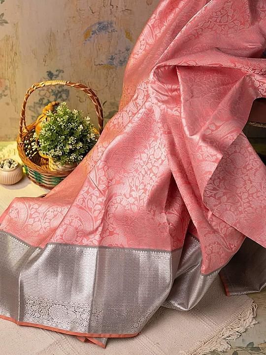 Post image *GJ70S1K5

FABRIC : SOFT LICHI SILK CLOTH.

DESIGN : BEAUTIFUL RICH PALLU &amp; JACQUARD WORK ON ALL OVER THE SAREE.

BLOUSE : CONTRAST WITH EXCLUSIVE JACQUARD BORDER.

ONLY @ *₹799/-*🧐 only...

BLESS YOURSELF THROUGH OUR BLESSED SILKY CATALOGUE.

*Color option - 2 color*

1- peach with grey
2- pink with grey