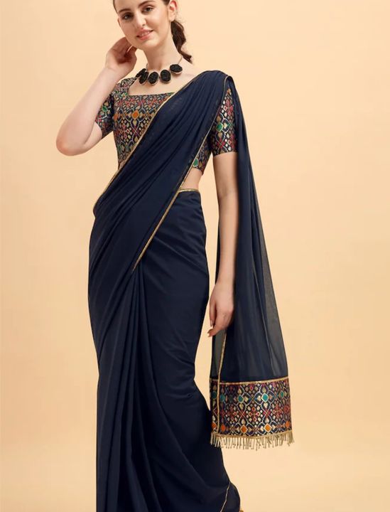 Black party wear saree uploaded by business on 12/1/2021