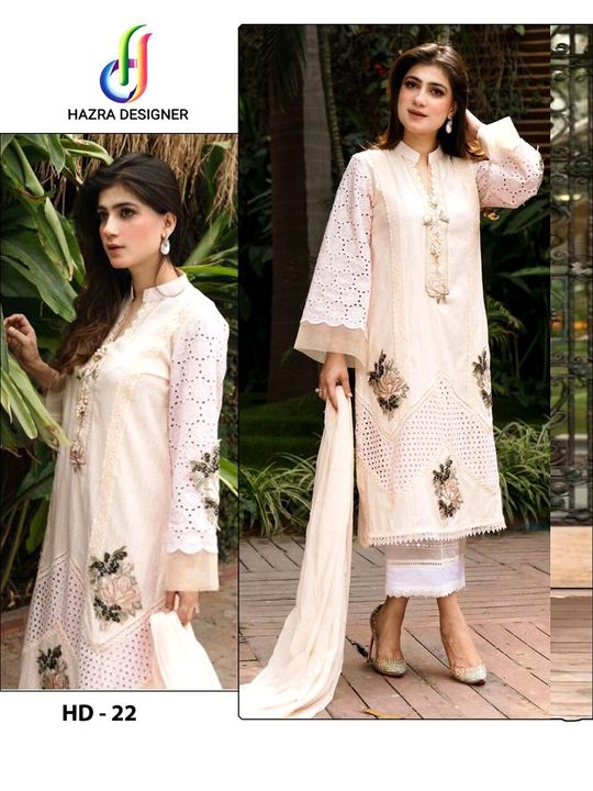 Post image *➡Single &amp; Multiple PC’S Available*
🎁 *HAZRA DESIGNER*   💕 *HD - 22* 💕       *•┈┈•⊰✿Fabric Details ✿⊱•┈┈•*👗 TOP : COTTON WITH HEAVY EMBROIDERY &amp; HAND DIAMOND/GLASS WORK SLEEVES : COTTON WITH EMBROIDERY &amp; HAND WORK💐BOTTOM- COTTON WITH EMBROIDERY PATCH🔺DUPATTA:- NAZNEEN WITH EMBRODERY WORK
*•┈┈•┈┈•⊰✿✿⊱•┈┈•┈┈•**Single price - 1030+$/-₹**Shipping Extra...*