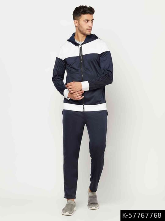 Polyester Navy Blue Colour Long Sleeve Men's Super Poly Track Suit uploaded by Digital store on 12/2/2021
