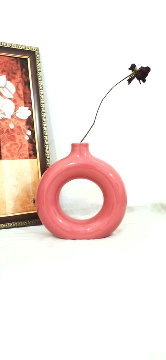 Glossy Cherry Red Ceramic Donut Vase  uploaded by KANZ India on 12/2/2021