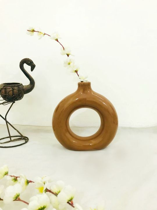 Glossy Brown Ceramic Donut Vase  uploaded by KANZ India on 12/2/2021