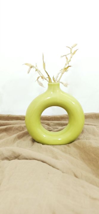 Glossy Lime Ceramic Donut Vase  uploaded by KANZ India on 12/2/2021