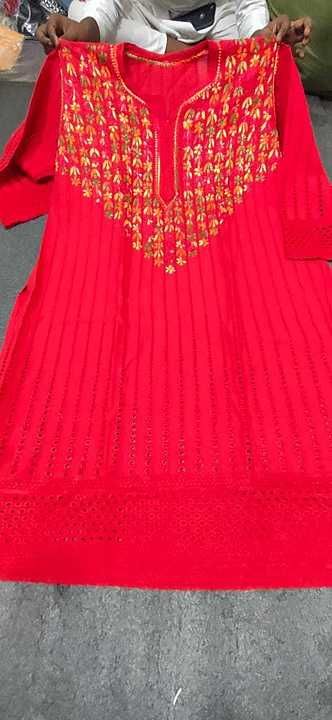 Cotton Straight Akooba kurti with Chikankari work uploaded by Lucknowi Chikankari on 9/23/2020