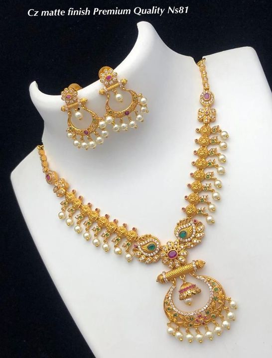 Matte finish premium quality cz necklace set uploaded by MP imitation jewels on 12/3/2021