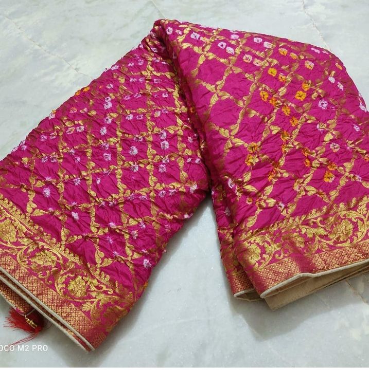 Bandhni hand made bhandej saree with fully heavy zari pallu uploaded by Aisha Manufacturing on 12/4/2021