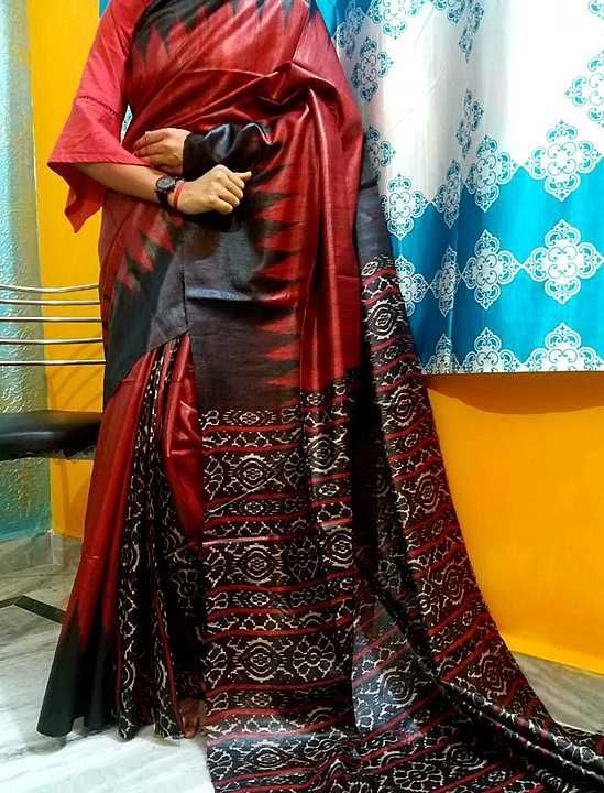 Ghicha tussar ikkat print silks saree  uploaded by Maha laxmi silk emporium  on 9/24/2020
