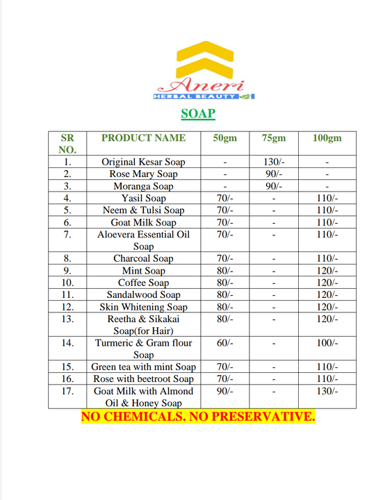  PRICE LIST (ALL TYPE SOAP ) uploaded by business on 12/5/2021