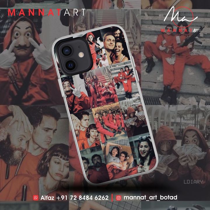 Post image I want 1 Pieces of Money Heist Mobile Cover.
Below are some sample images of what I want.