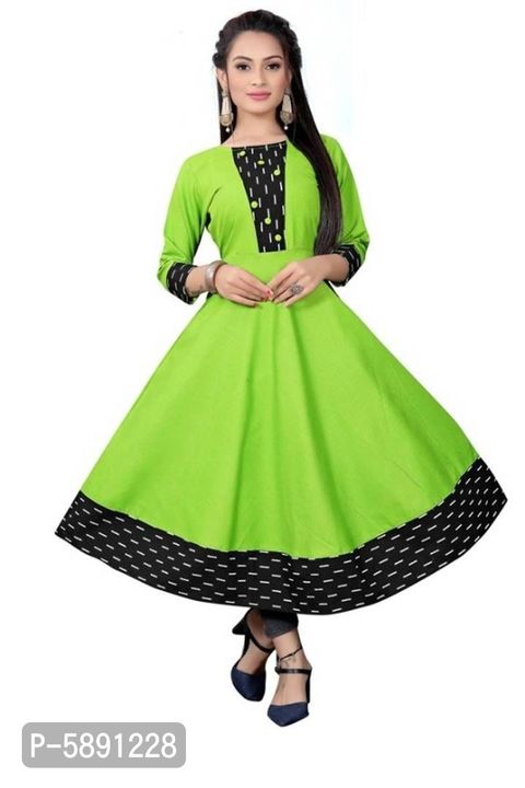 Product image with price: Rs. 407, ID: stylish-cotton-solid-3-4-sleeves-round-neck-kurta-for-women-1a301d3f