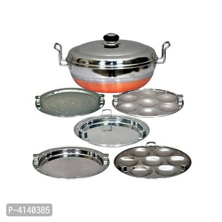 *Premium Stainless Steel Kalash 5 In 1 Copper Bottom Multi Kadai With Steel Lid*

  uploaded by Shop Online Buy now Low prices🛍️💸 on 12/6/2021