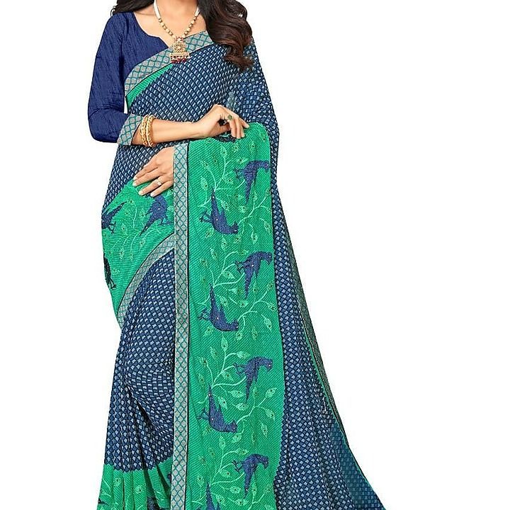 Parrot style fancy embroidered saree uploaded by Vishwa fashion on 9/24/2020