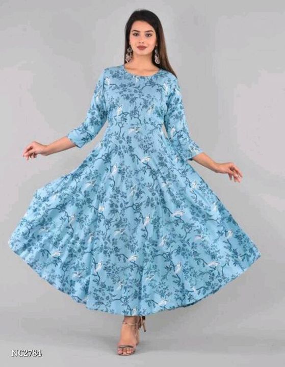 *NC Market* PMM Creation Rayon Green Printed Anarkali long Kurtis for women 

*Rs.410(freeship)*
*Rs uploaded by NC Market on 12/7/2021