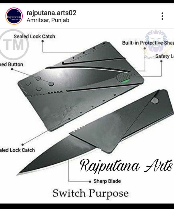 Atm Card Folding Knife For Safety For Girls & Boy's uploaded by Rajputana Arts on 12/8/2021