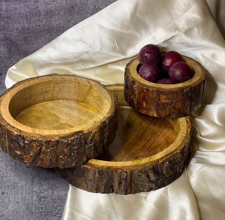 Wooden bark tray set of 3 uploaded by Woodenibis on 12/8/2021