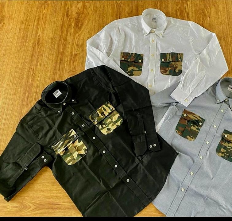 Double pocket army print plain shirt size m To xl uploaded by Sonu garments on 12/9/2021