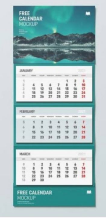 Wall calendar 3 part uploaded by business on 12/9/2021